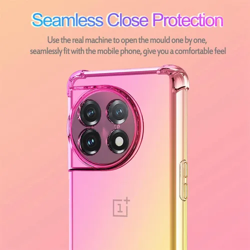 Vista 3 de Ueokeird Funda para OnePlus 11, One Plus 11 5G PHB110, funda transparente para teléfono con degradado, delgada, antiarañazos, flexible, funda