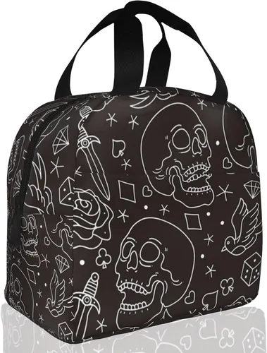 Vista 18 de Lonchera con aislamiento de ojo malvado azul para niñas y niños, lonchera reutilizable para niños, adultos, escuela, estudiantes, trabajo, picnic