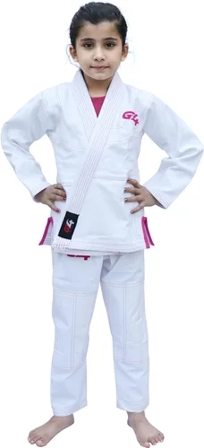 Vista 3 de BJJ Jiu Jitsu Gi, uniforme brasileño Jiu Jitsu, kimonos pre-encogidos para niños, cinturón blanco ligero, Blanco