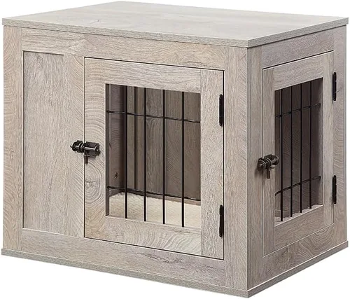 Vista 8 de unipaws Jaula de perro estilo muebles de 25.5 pulgadas para perros pequeños Nogal