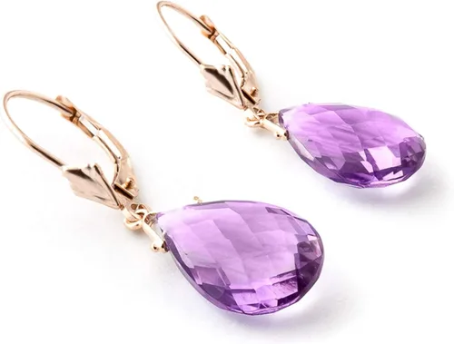 Vista 3 de Galaxy Gold GG Pendientes colgantes de oro rosa de 14 k con amatista briolette