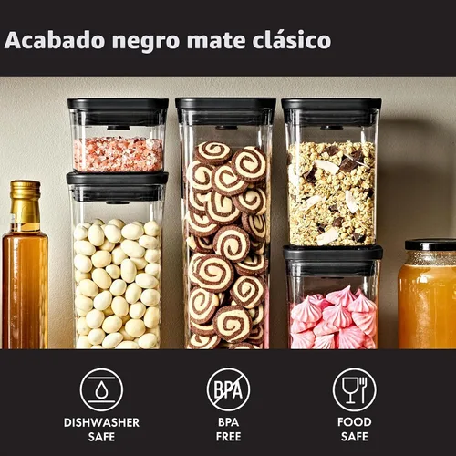 Vista 2 de OXO Good Grips - Juego de 5 recipientes para apretar mate, color negro mate