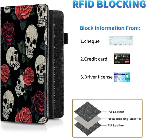 Vista 98 de Funda para chequera para hombres y mujeres, cartera de cuero RFID con ranuras para tarjetas de crédito, soporte de cheques duplicados personales