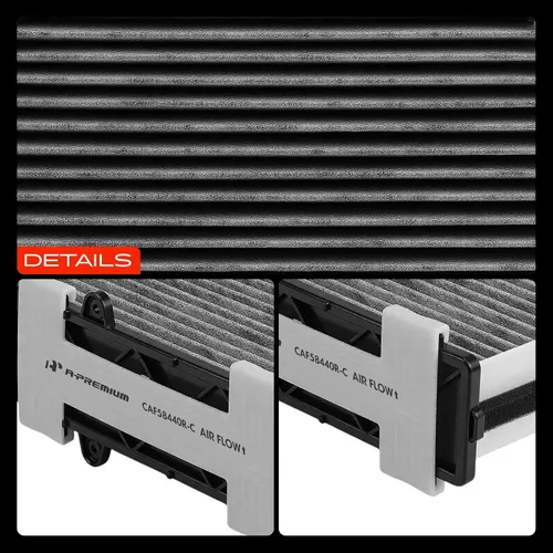 Vista 8 de Filtro de aire de cabina A-Premium con carbón activado - Compatible con modelos Mercedes-Benz - C200, C250, C300, CLS350, CLS400, CLS550, E200