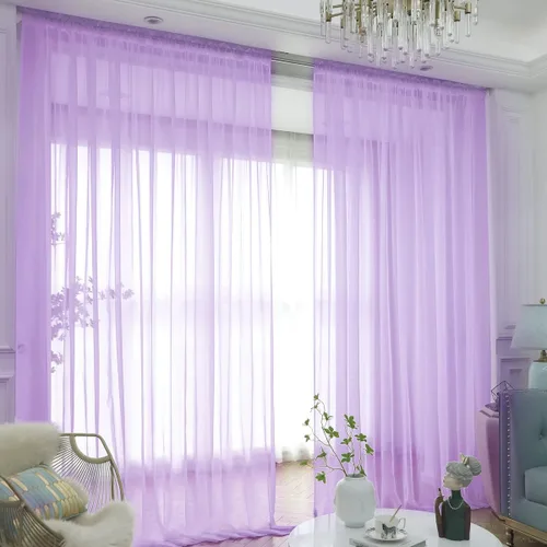 Vista 26 de L&TEC Cortinas traslúcidas para la ventana de color beige, 2 paneles de 48x45 pulgadas, con bolsillo básico para la barra de la cortina
