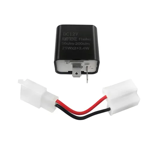 Vista 4 de AMFRNE Relé de intermitente LED electrónico ajustable de 2 pines para motocicletas, solución de hiperflash para señal de giro, kit de conectores