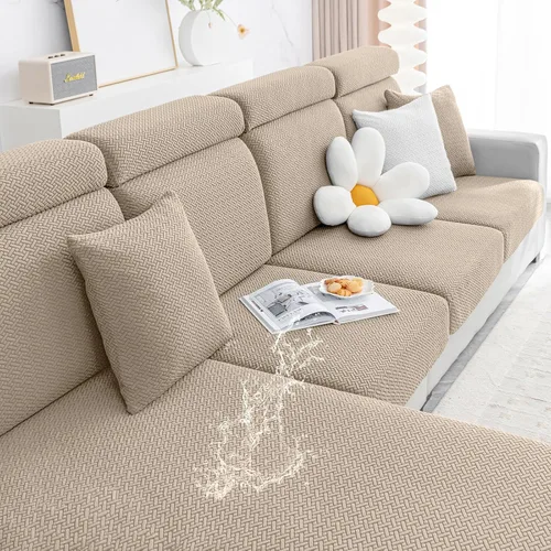 Vista 14 de Smiry - Fundas impermeables para cojines de sofá, fundas de cojín elásticas de jacquard gruesas para sofá, protector de muebles elástico lavable