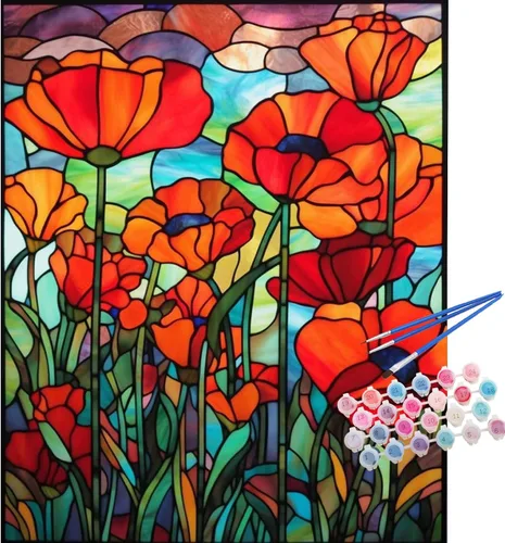 Vista 17 de TOCARE Kit de pintura por números de mariposas y flores para adultos principiantes, lienzo de pintura para adultos por números, juegos de pintura