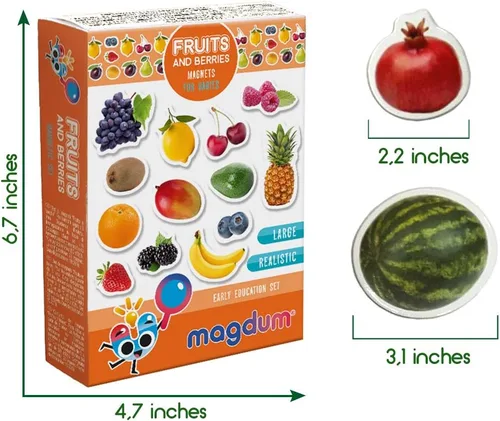 Vista 9 de FOTO FRUTAS Y BAYAS - imanes para la cocina - imanes grandes reales para nevera para niños pequeños - juguetes magnéticos educativos para bebés de 3