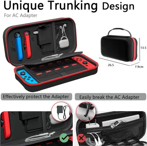 Vista 3 de Fenolical Funda de transporte para Switch compatible con Nintendo SwitchSwitch OLED, compatible con Joy-Con y adaptador de CA, bolsa rígida portátil