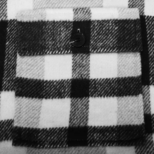 Vista 4 de Beaully Chaqueta-Camisa de Franela a Cuadros para Mujer, Trajes de Otoño 2025, Camisa de Manga Larga con Botones, Chaqueta Abrigo con Bolsillos Negro