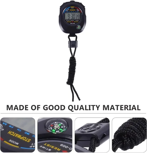 Vista 3 de ABOOFAN Cronómetro electrónico multifunción con pantalla LCD, temporizador de entrenamiento portátil ligero para carreras, correr, natación
