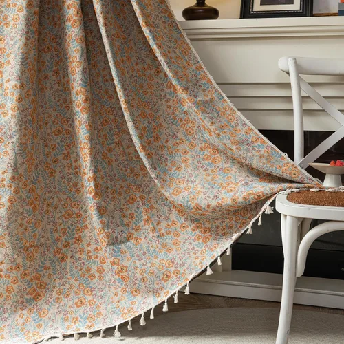 Vista 16 de ENJOYBRIDAL - 2 paneles de cortinas, florales, estilo bohemio, de granja, rústico o clásico, semitraslúcidas, con bolsillo para cortinero y borlas