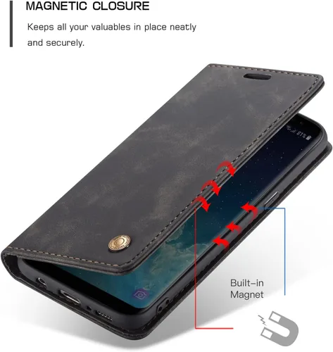 Vista 3 de Funda de cuero estilo cartera vintage para Samsung S