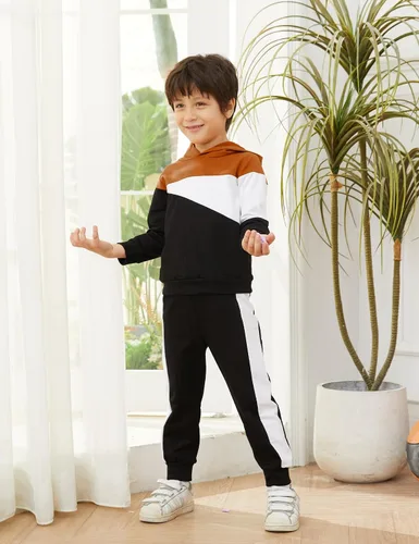 Vista 3 de Conjunto de 2 piezas de sudadera con capucha de manga larga y pantalones para bebé niño