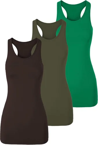 Vista 10 de TAIPOVE Camisetas largas sin mangas para mujer de algodón para capas con espalda cruzada extra largas para ropa deportiva, paquete de 3