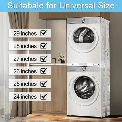 Vista 4 de Kit de apilamiento para lavadora y secadora, kit de apilamiento universal con estante de secado extraíble para cuarto de lavado, ajustable de 24 a