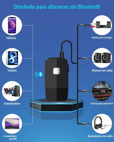Vista 3 de Golvery, receptor Bluetooth (Bluetooth avanzado 4.1, A2DP) - adaptador de audio inalámbrico portable con entrada de 3,5 mm - disfruta la música