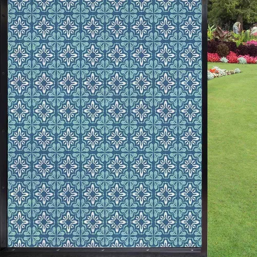 Vista 14 de Película de privacidad antigua para ventana, detalle de incrustaciones y tallas geométricas, arquitectura de la tumba del Taj Mahal, película