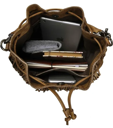 Vista 5 de ZLYC - Bolso de piel para mujer, diseño boho
