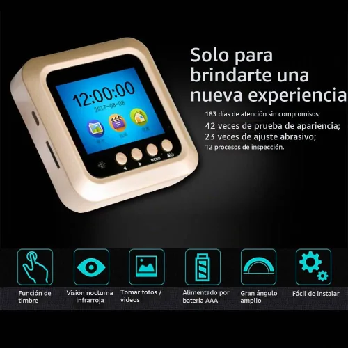 Vista 3 de Visor de puerta inteligente, timbre de video con pantalla LCD de 2.4 pulgadas, timbre de puerta inteligente, cámara de seguridad de mirilla