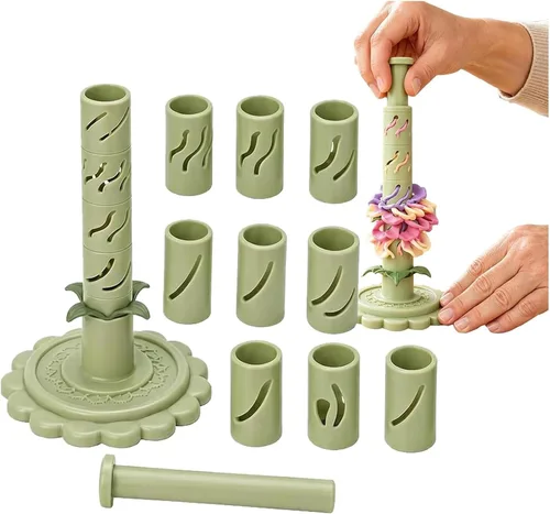 Vista 11 de Modular Clay Bloom Maker DIY, 9 Shaping Sleeves - Flower Craft Tool Blue