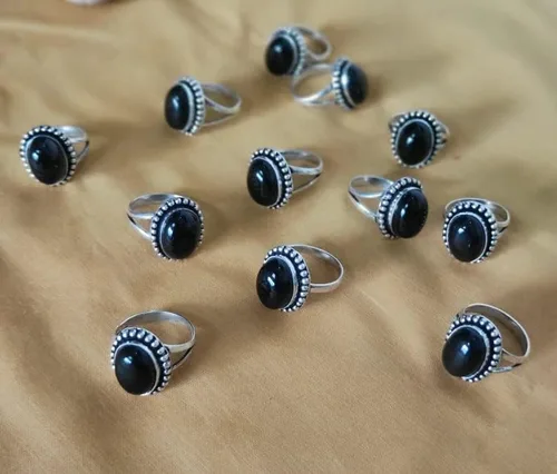 Vista 5 de LOt OF 12 PIC. Black Onyx 925 Silver Rings, Wedding Rings, Engagement Rings, Gemstone Rings, Statement Ring For Women, Vintage Style Ring, Handmade