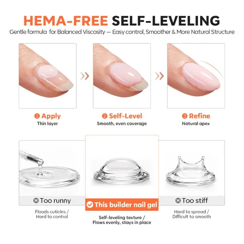 Vista 8 de modelones Builder Nail Gel HEMA-Free Neutral Nude Builder Strengthener
