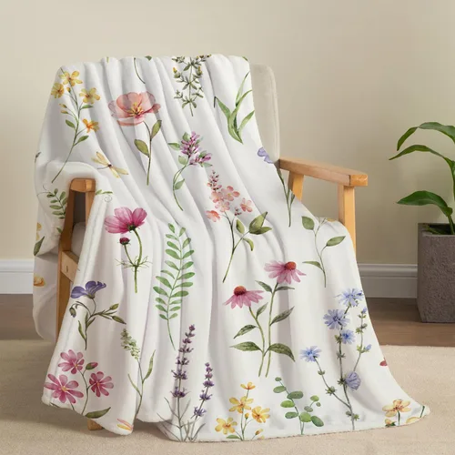 Vista 9 de Tupmnbry Manta floral de margaritas y girasoles, manta de franela súper suave, manta de cama ligera y esponjosa para cama, sofá y viajes, 50 x 60