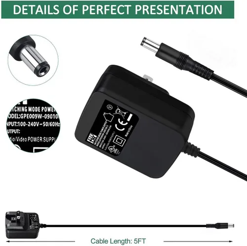 Vista 5 de Cargador adaptador de CA y CC de 9 V con certificación UL para cable de alimentación de teclado Casio CTK-4000 CTK-558