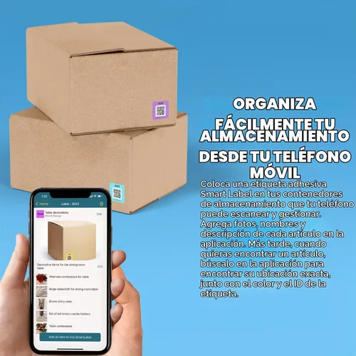 Vista 3 de Smart Labels Paquete de 48 calcomanías de código QR (modernas) fabricadas en Estados Unidos, etiquetas de código QR para almacenamiento