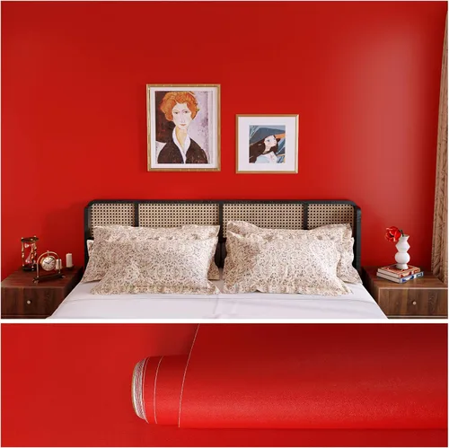 Vista 10 de VEELIKE Papel tapiz rojo mate para pegar y despegar, papel de contacto rojo extraíble para armarios, escritorio, muebles, aula, 15.7 x 118 pulgadas