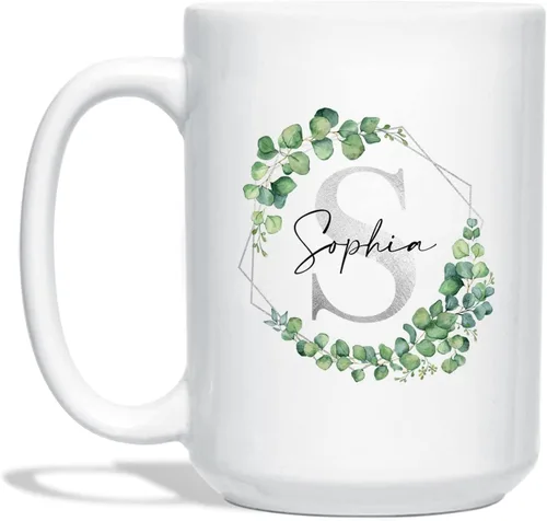 Vista 8 de Taza de café personalizada con nombre inicial, regalo para mujeres, esposa, amiga, mamá, abuela, madrastra, nombre personalizado e inicial taza