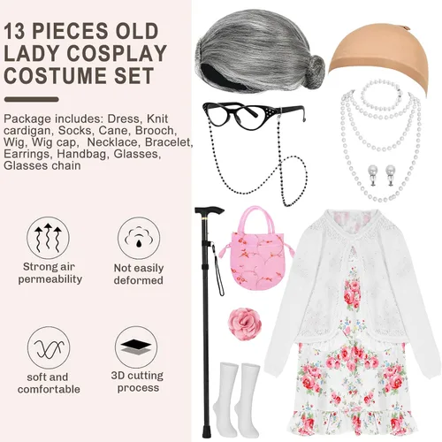 Vista 2 de MGparty Disfraz de anciana del 100 Día de la Escuela