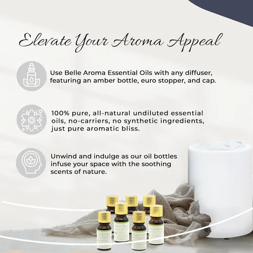 Vista 4 de Belle Aroma Juego de aceites esenciales orgánicos de aromaterapia para difusores, hogar y relajación – Ylang Ylang, lavanda, geranio rosa, salvia