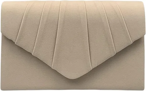 Vista 2 de LAM GALLERY Bolso cruzado de gamuza con cadena de embrague de noche, bolso de mano formal para fiesta, boda, cóctel, baile de graduación