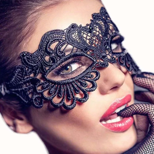 Vista 6 de CLOACE Máscaras de encaje negro, máscara de mascarada, cubiertas de ojos, disfraz de Halloween, accesorio para ojos