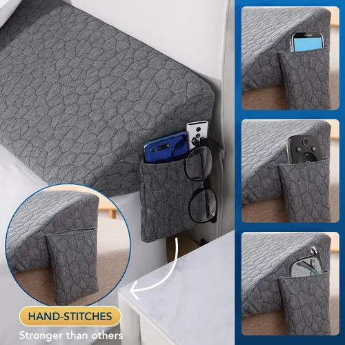 Vista 9 de Almohada de cuña de tamaño individual de patente (39 x 10 x 6 pulgadas), almohada de cuña para cabecero, almohada triangular, almohada larga