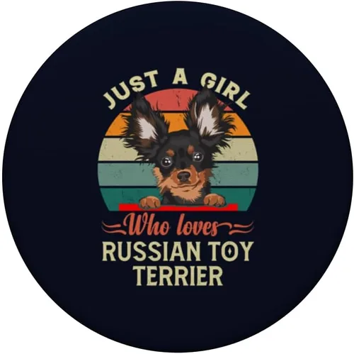 Vista 3 de Just A Girl Who Loves Russian Toy Terrier Dog Retro Vintage PopSockets intercambiables PopGrip