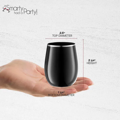 Vista 4 de Smarty Had A Party Vaso de vino de plástico, vasos desechables sin tallo de 12 onzas, elegantes vasos a granel para bodas, cumpleaños y todas