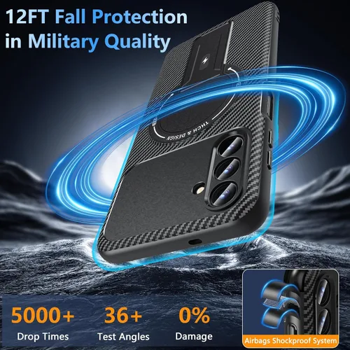 Vista 3 de Funda OWKEY Samsung Galaxy A13 5G, Funda Magnética para Teléfono con Soporte y Protector de Pantalla, Funda Protectora Antihuellas y a Prueba de A13