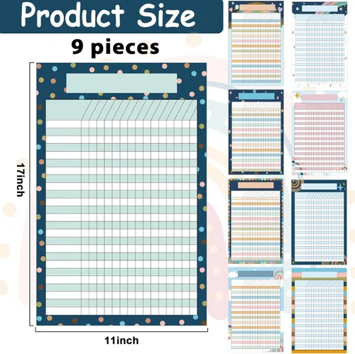 Vista 2 de 9 PCS Gráficos Bohemios para el Aula Gráfico de Incentivos del Aula Arcoíris Gráficos de Datos de Tareas Gráfico Bohemio de Quehaceres de Recompensa