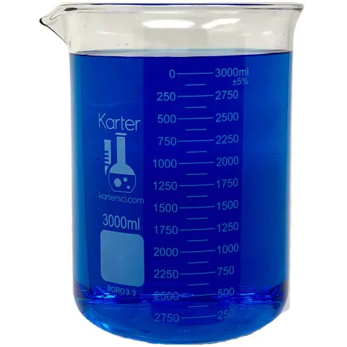 Vista 6 de Karter Scientific - Vaso de 2000 ml, forma baja Griffin, vidrio borosilicatado 3.3, doble escala, graduado, 213D20 (individual)
