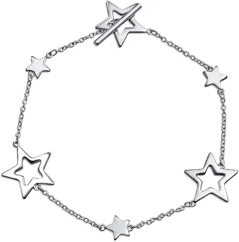 Vista 3 de American USA Patriotic Celestial Rock Super Stars Chain Long Linear Dangle Earrings Charm Circle Thin Big Star Hoop Earrings For Women Teen .925