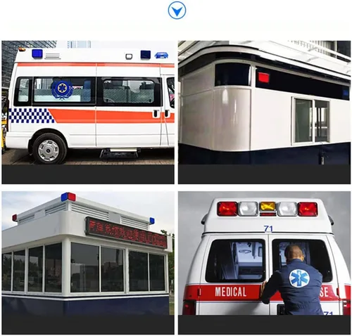 Vista 3 de Luz intermitente de policía blanca de 12 V, rojo, azul, ámbar, luz intermitente, estroboscopios, ambulancia, luces de flash de coche, motores