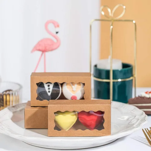 Vista 4 de 12 cajas de macarrón prémium de 4.17 x 2.16 x 1.37 pulgadas para 2, contenedores de macarrón, embalaje de macarrón para bodas, fiestas, regalos