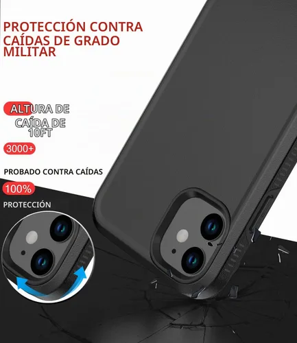 Vista 2 de Diverbox - Funda para iPhone 12 a prueba de golpes y caídas, protector de pantalla de vidrio templado, funda protectora de alta resistencia