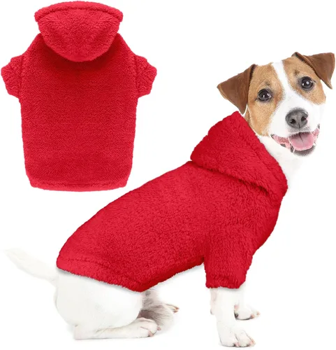 Vista 12 de Suéteres mullidos para perros medianos, suéter con capucha para perro, ropa cálida, suave y acogedora, abrigos para mascotas, sudadera con capucha