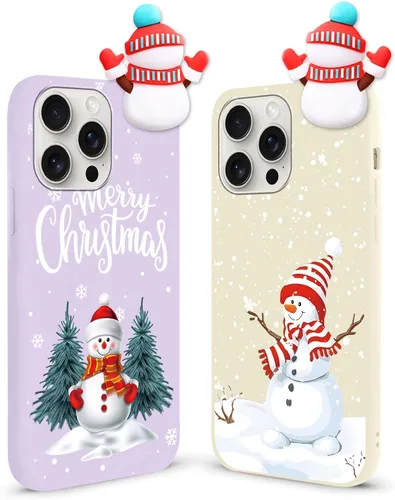 Vista 31 de Pack de 2 Fundas Lindas de Navidad para iPhone 7/8 / SE 2020/2022 4.7", Oso Rojo, Alce, Muñeca 3D, Muñeco de Nieve, Patrón Feliz Navidad, Silicona