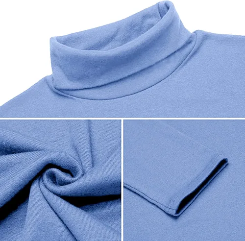 Vista 118 de Camiseta de manga larga para hombre, ajustada, ligera, con cuello de tortuga